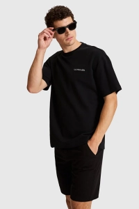 Erkek Haki Comfort Fit Bisiklet Yaka Tişört 